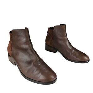Cole Haan Ankle Boot 8B Women Elion Brown Leather Suede Bootie Rear Zip Grand OS